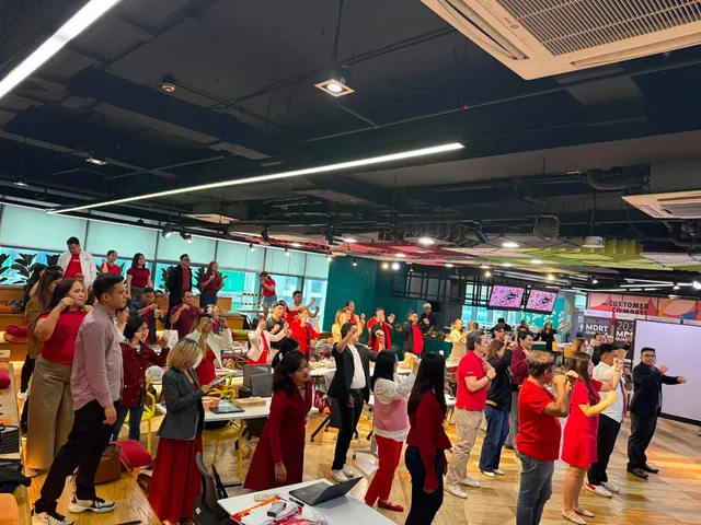 The Mega Paragon team taking part in a group activity